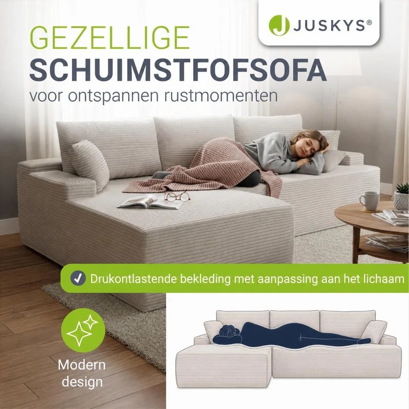 Sofa Coredo mit Cord Bezug & Dekokissen