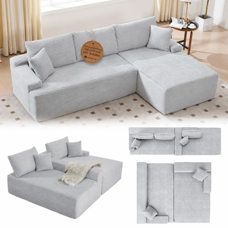 Sofa Coredo mit Cord Bezug & Dekokissen