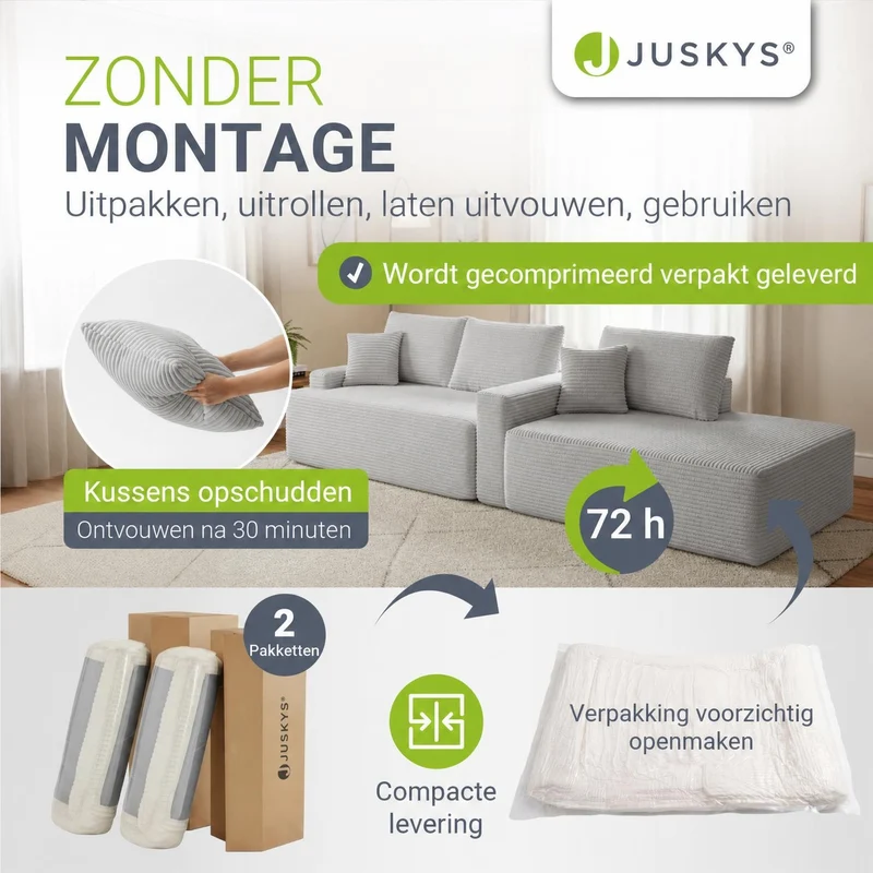Sofa Coredo mit Cord Bezug & Dekokissen