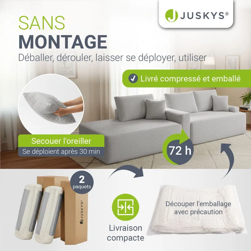 Sofa Coredo mit Cord Bezug & Dekokissen