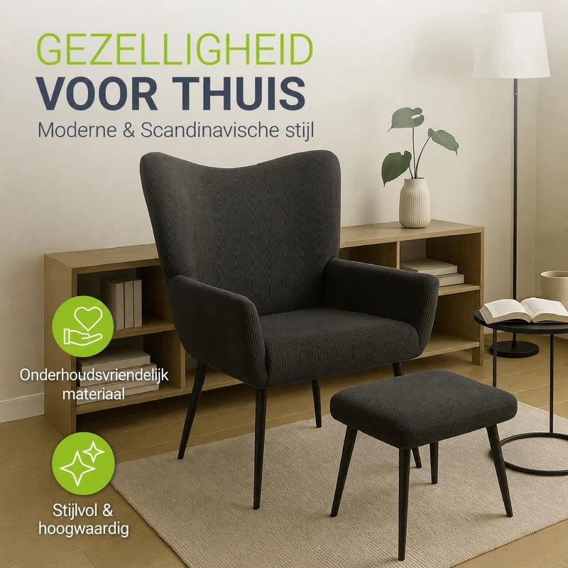 Ohrensessel mit optionalem Hocker Odense