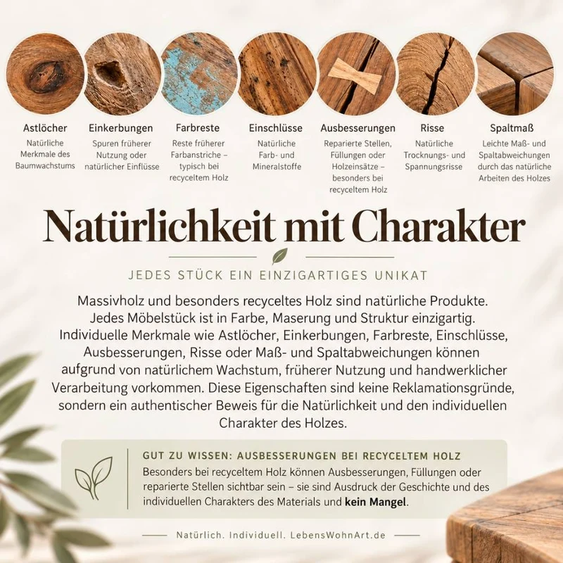 Wandspiegel TEAK ca. 70x50cm recyceltes Teakholz Spiegel