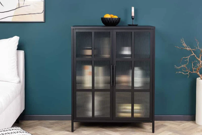 Elegante Virine ACERO 102x80cm schwarz Metall Konsole