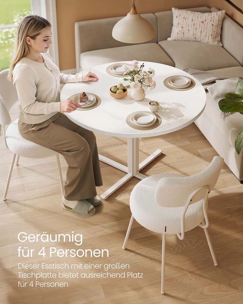 Runder Esstisch Ø 80 cm – Moderner Landhausstil – Hitzebeständig & Wasserabweisend