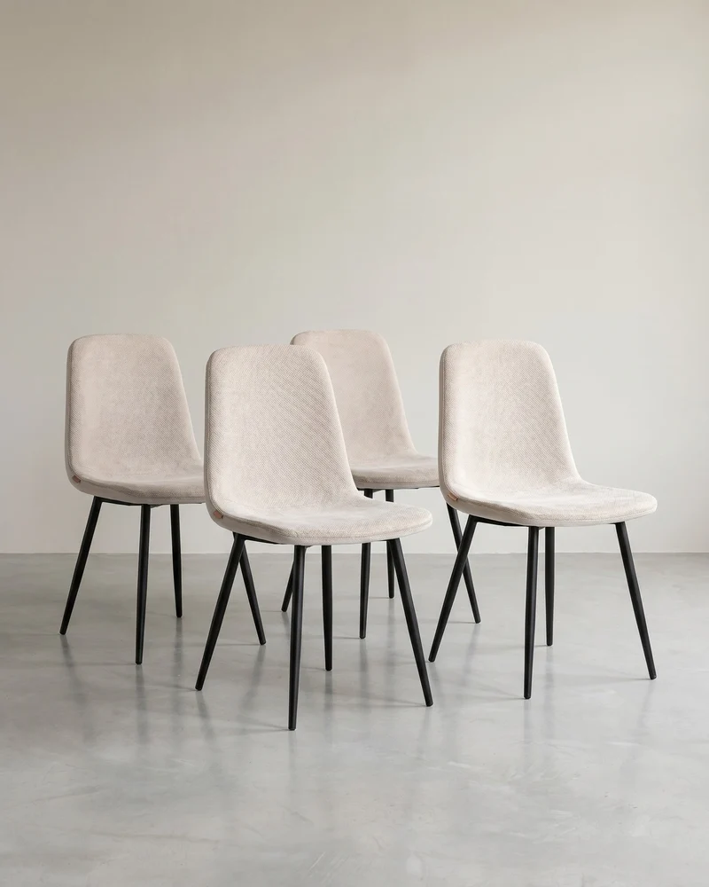 4er-Set Esszimmerstühle – Chenille & PU – Elegant und bequem