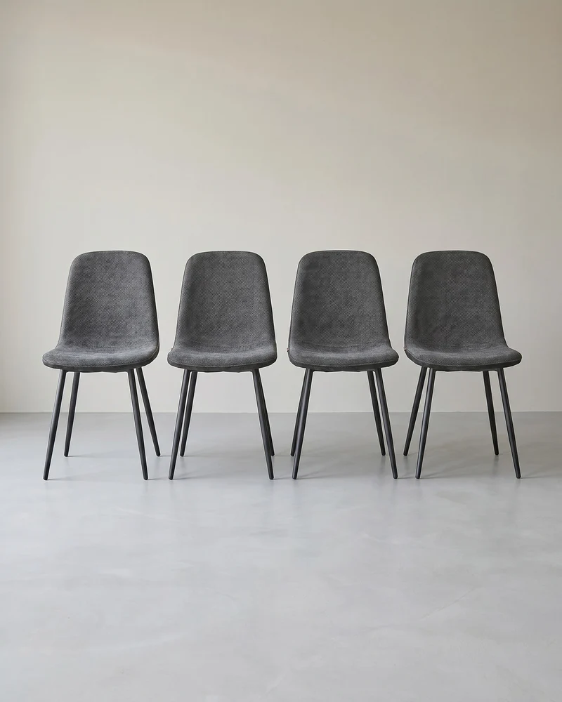 4er-Set Esszimmerstühle – Chenille & PU – Elegant und bequem