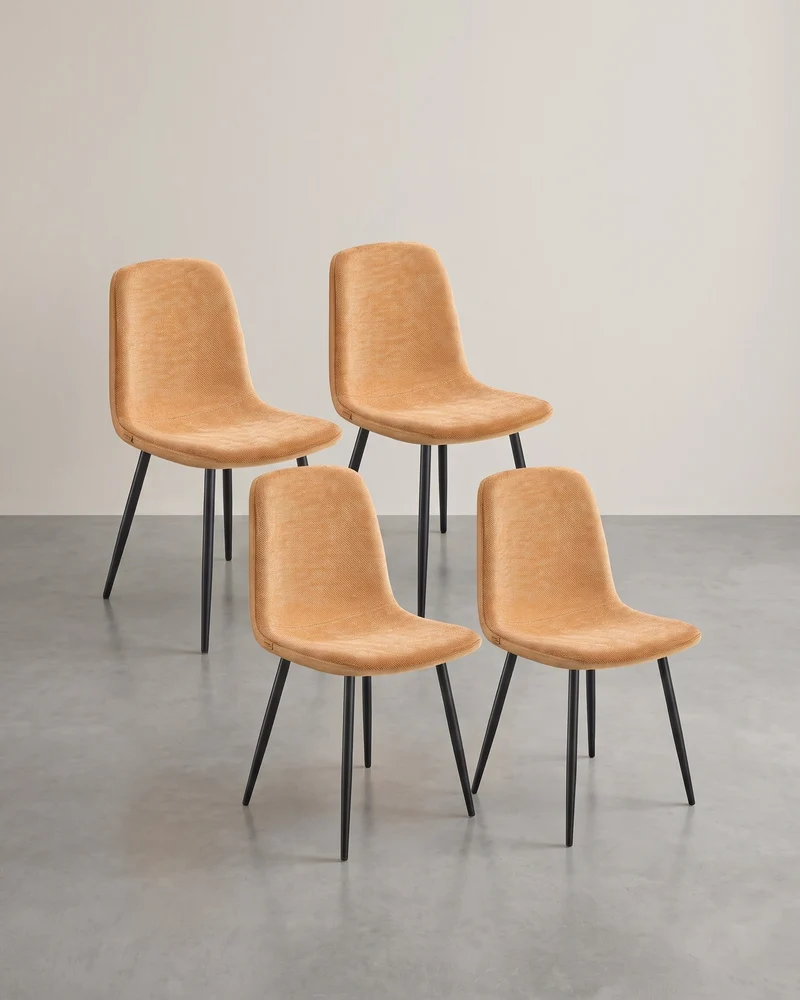 4er-Set Esszimmerstühle – Chenille & PU – Elegant und bequem