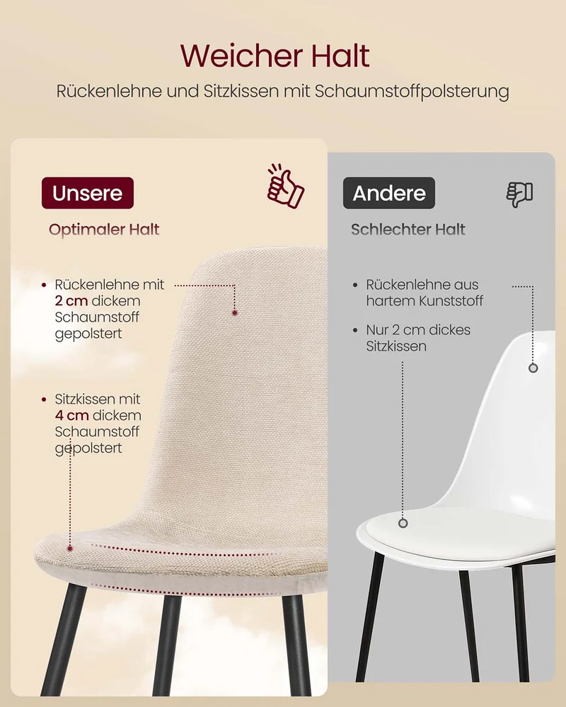 4er-Set Esszimmerstühle – Chenille & PU – Elegant und bequem