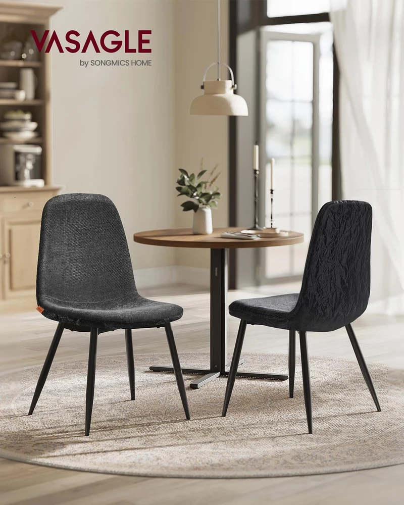 4er-Set Esszimmerstühle – Chenille & PU – Elegant und bequem