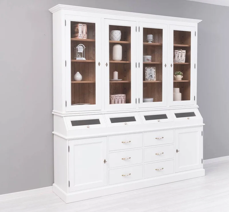 Großer Esszimmerschrank aus Massivholz mit Display und Kippfächern