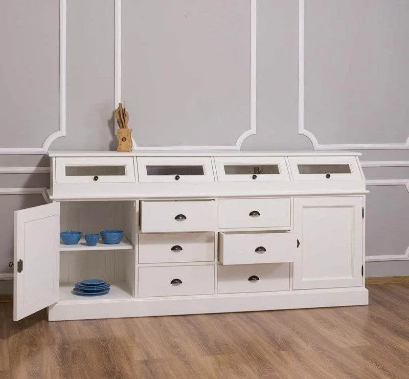 Großer Esszimmerschrank aus Massivholz mit Display und Kippfächern