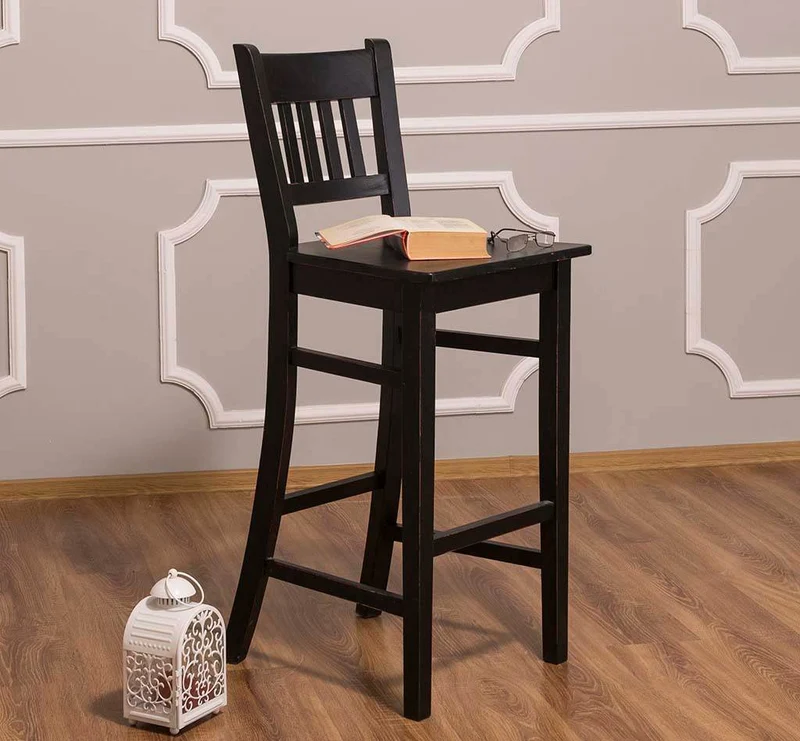 Barhocker mit Lehne aus massiver Pinie