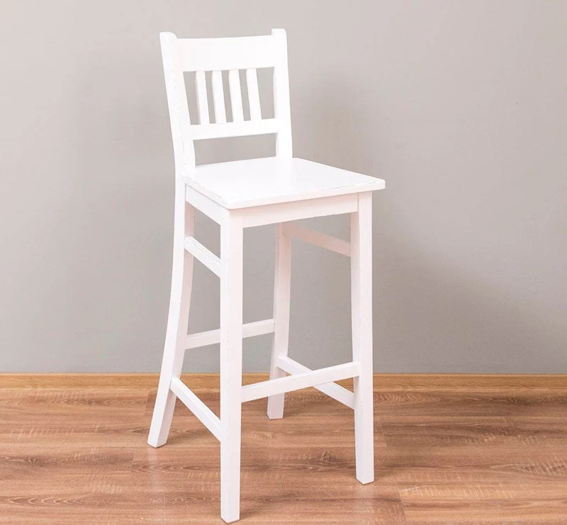 Barhocker mit Lehne aus massiver Pinie
