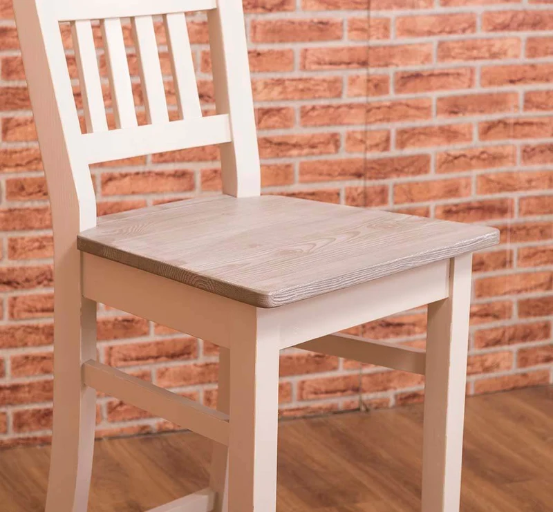 Barhocker mit Lehne aus massiver Pinie