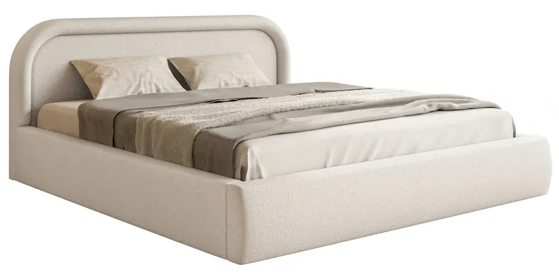 Polsterbett 140x200 cm Ruvi mit Stauraum, grau-beige Chenille