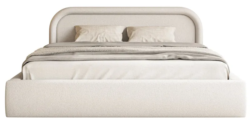 Polsterbett 140x200 cm Ruvi mit Stauraum, grau-beige Chenille
