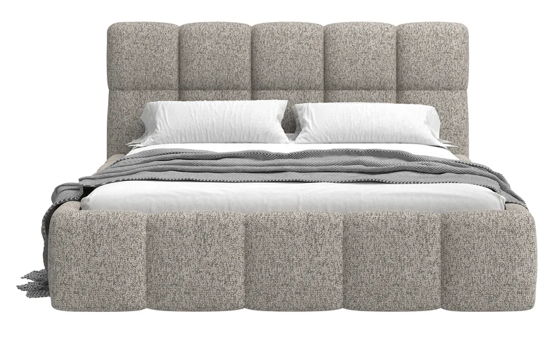 Polsterbett 180x200 cm Cloudy dunkelbeige Geflecht mit Holzlattenrost