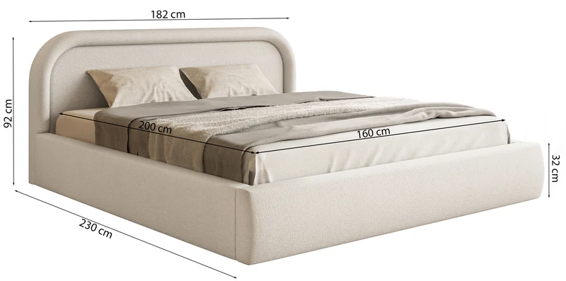 Polsterbett 160x200 cm Ruvi mit Stauraum, beige Chenille