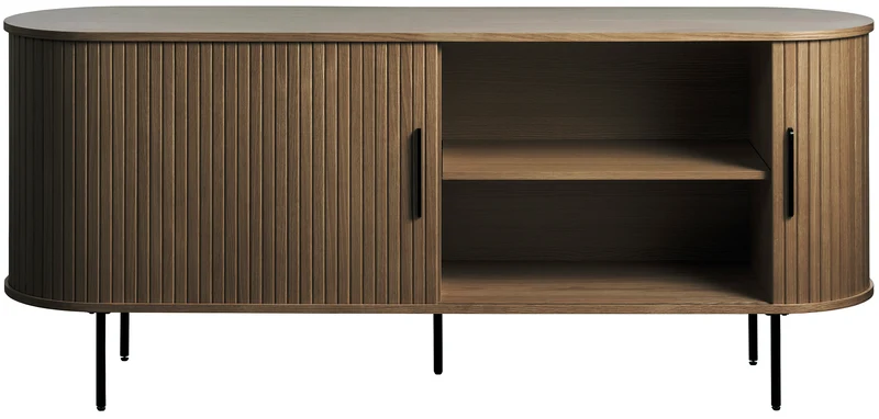 Kommode Gativel 180x76 cm Lamellen in gebranntem Eichenholz