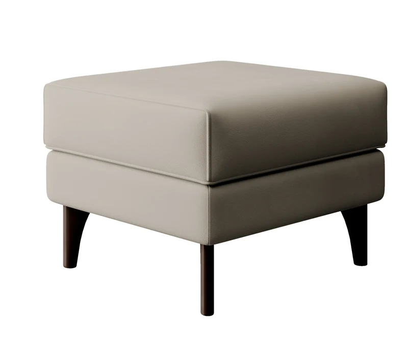 Fußhocker Calmino Ohrensessel grau-beige aus wasserabweisendem Samtstoff, Beine in Wenge-Farbe