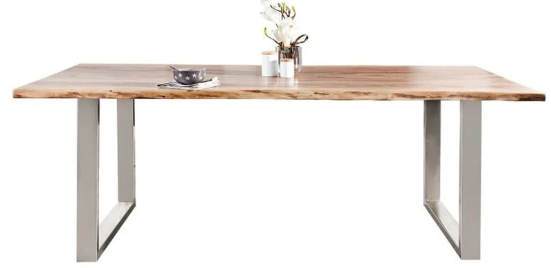 Casa Padrino Designer Massivholz Esstisch Natur - Akazie - 200 x 100 x H.80 cm - Aus massivem Akazienholz