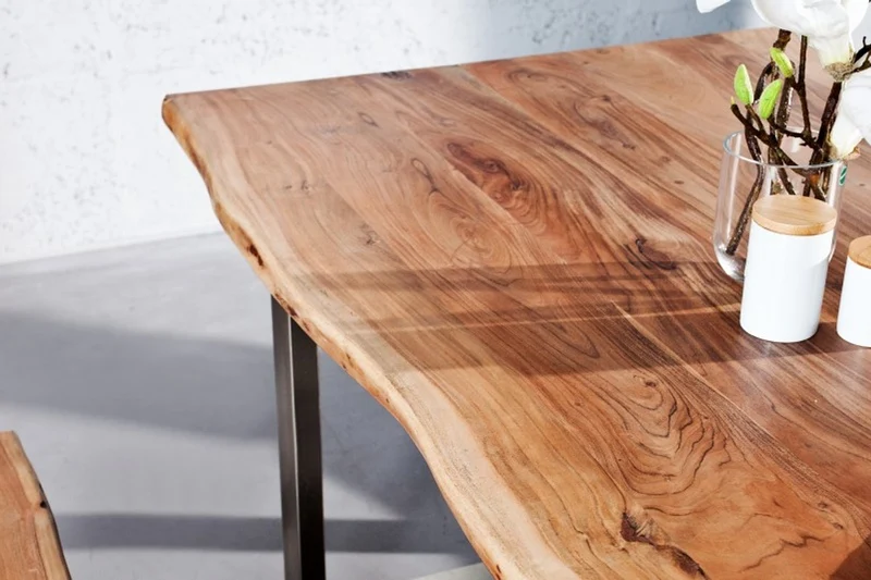 Casa Padrino Designer Massivholz Esstisch Natur - Akazie - 200 x 100 x H.80 cm - Aus massivem Akazienholz