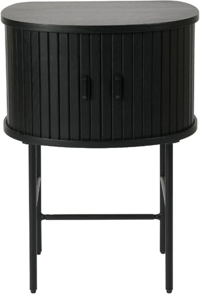 Nachttisch Gativel 50x70 cm Lamellen Eiche Schwarz