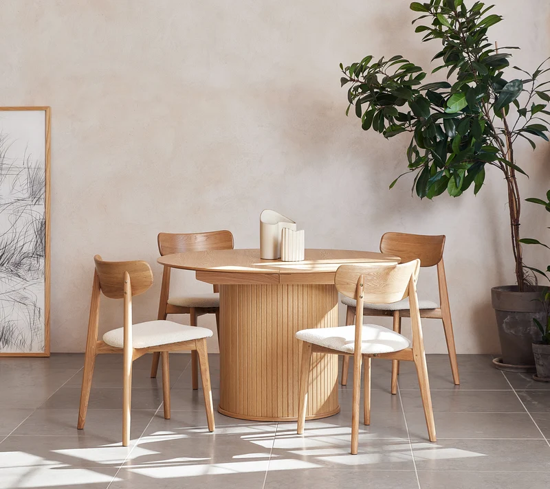 Ausziehbarer Tisch Gativel 120-167 cm Lamellen natürliche Eiche