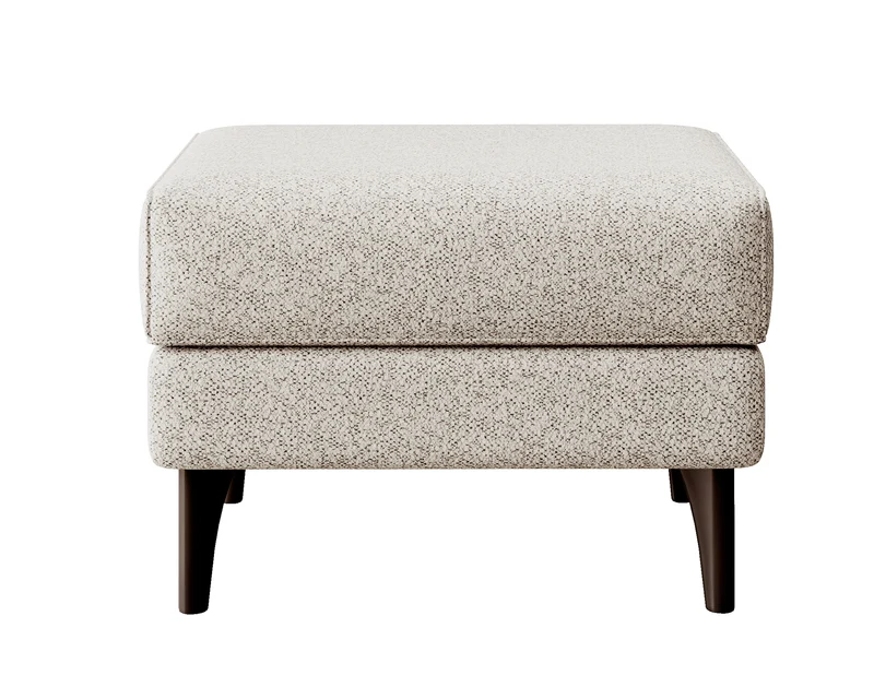 Calmino Hocker mit Ohren cremefarbenes Bouclé mit Wenge-Beinen
