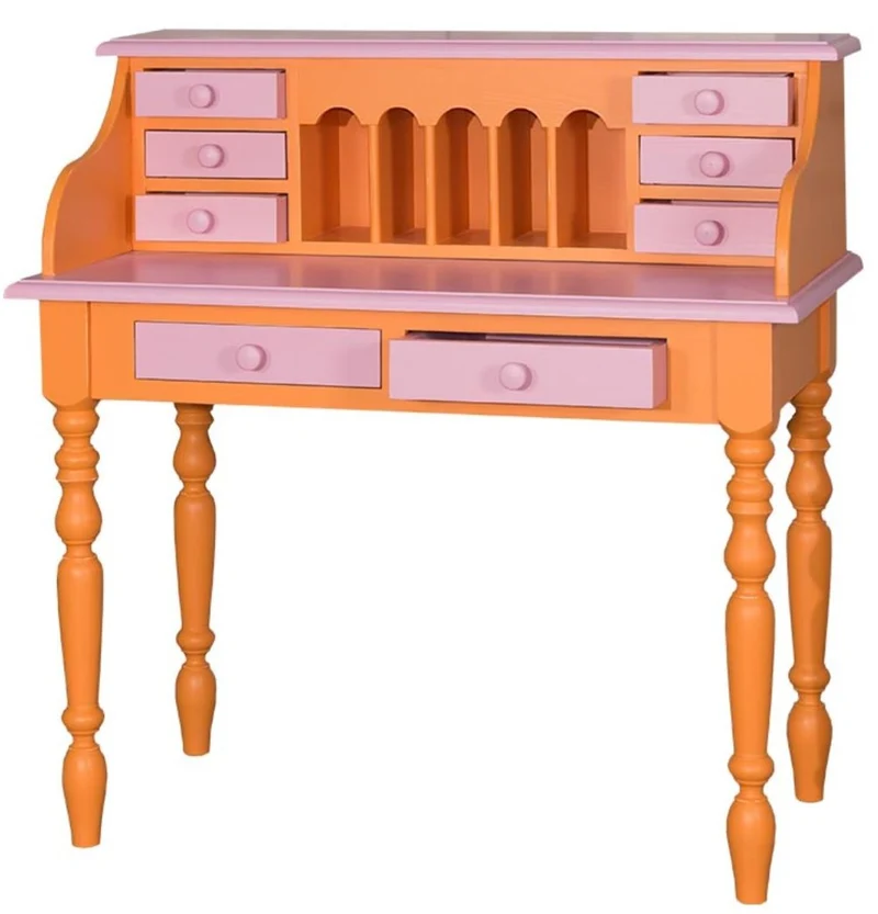 Casa Padrino Landhausstil Schreibtisch mit 8 Schubladen in Orange / Rosa - 109 x 60 x H. 110 cm