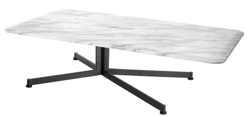 Casa Padrino Luxus Couchtisch Weiß / Schwarz 140 x 80 x H. 39 cm - Wohnzimmermöbel