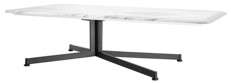 Casa Padrino Luxus Couchtisch Weiß / Schwarz 140 x 80 x H. 39 cm - Wohnzimmermöbel