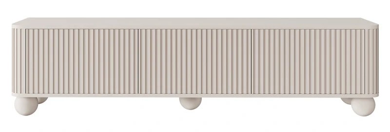 TV-Schrank Arvello mit Rillen, dreitürig, 163 cm, auf Kugelfüßen, sandbeige