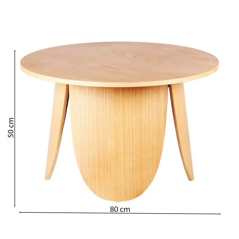 Runder Couchtisch Vivially, Durchmesser 80 cm, natürliche Eiche