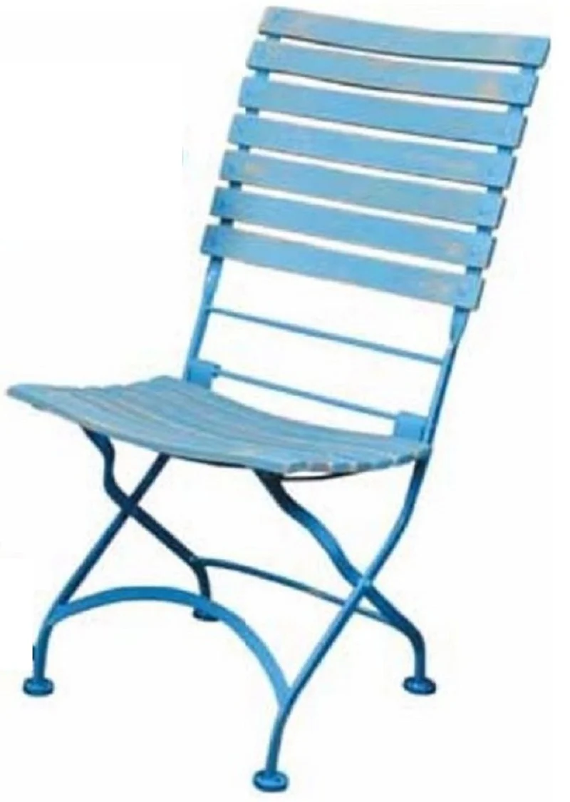 Casa Padrino Jugendstil Gartenstuhl Antik Hellblau H. 95 cm - Jugendstil Garten Möbel