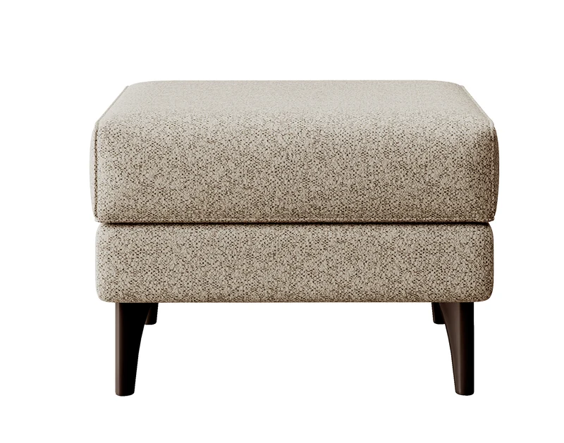 Fußhocker Calmino Beige Bouclé, Beine in Wenge