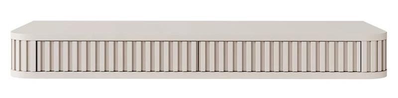 Hängender Schminktisch Ovarlo mit Rillen und zwei Schubladen, 113 cm, sandbeige