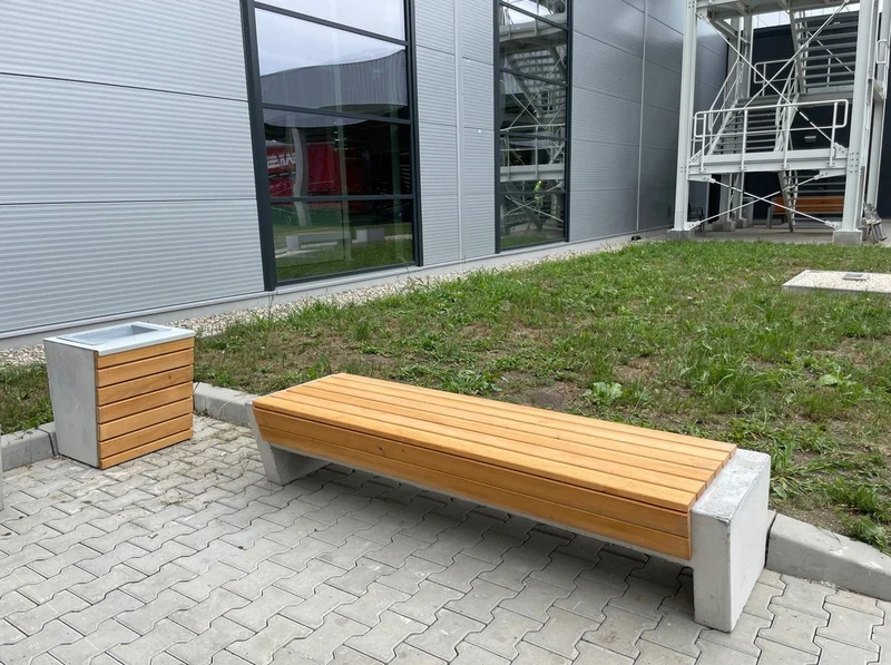 Casa Padrino Park Abfallbehälter Naturfarben / Grau / Silber H. 60 cm - Stadt Abfalleimer - Beton Mülleimer