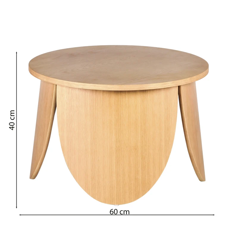 Runder Couchtisch Vivially Durchmesser 60 cm natürliche Eiche