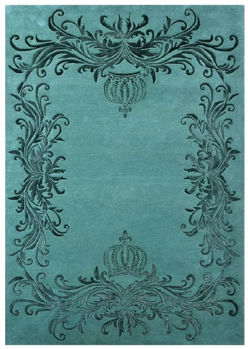 Pompöös by Casa Padrino Luxus Barock Teppich Krone von Harald Glööckler Grün - Verschiedene Größen