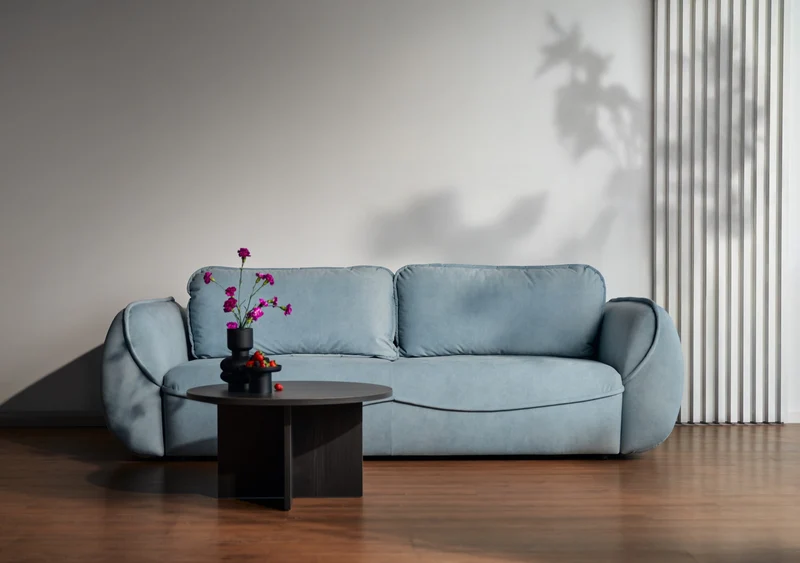 Ovo runder Couchtisch 76 cm Esche Portland Schwarz