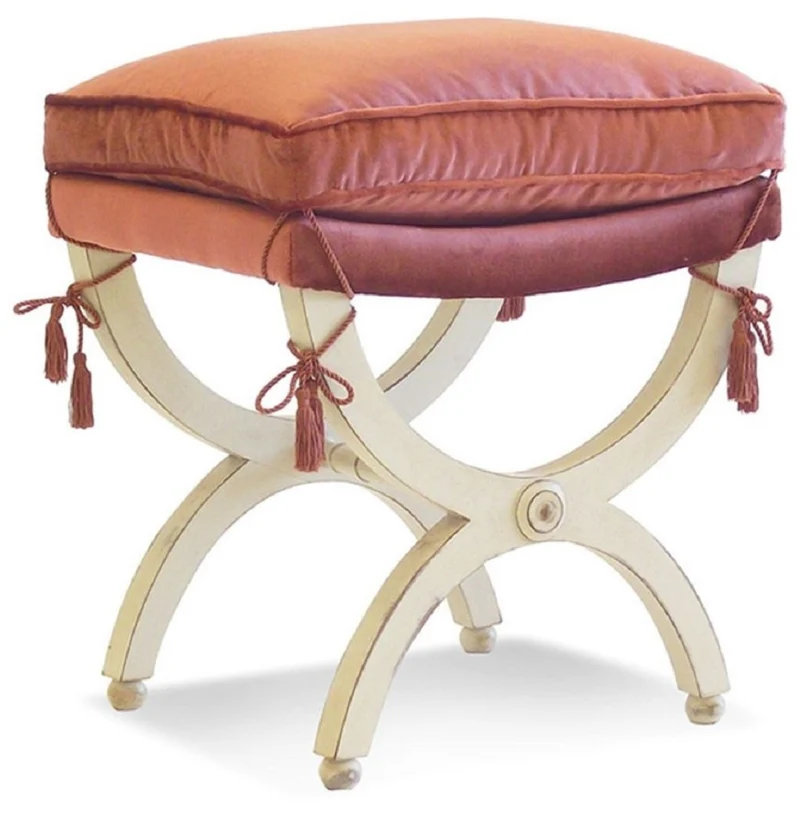 Casa Padrino Luxus Barock Hocker Rosa / Creme / Gold H. 48 cm - Barock Möbel - Made in Italy
