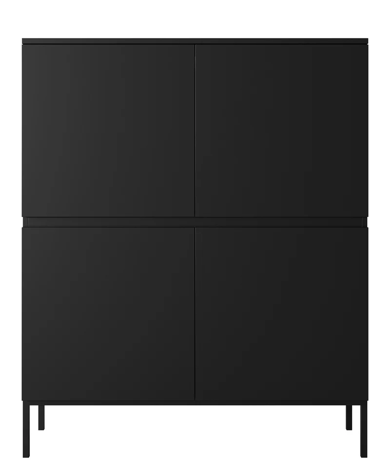 Hohe Kommode Bemmi 100 cm schwarz mit schwarzen Beinen