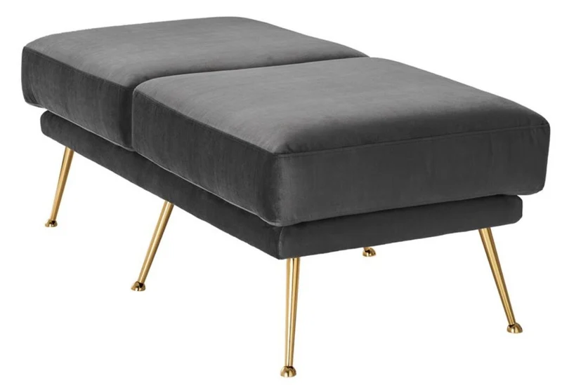 Casa Padrino Luxus Sitzbank Grau / Messingfarben 125 x 58 x H. 45 cm - Designermöbel