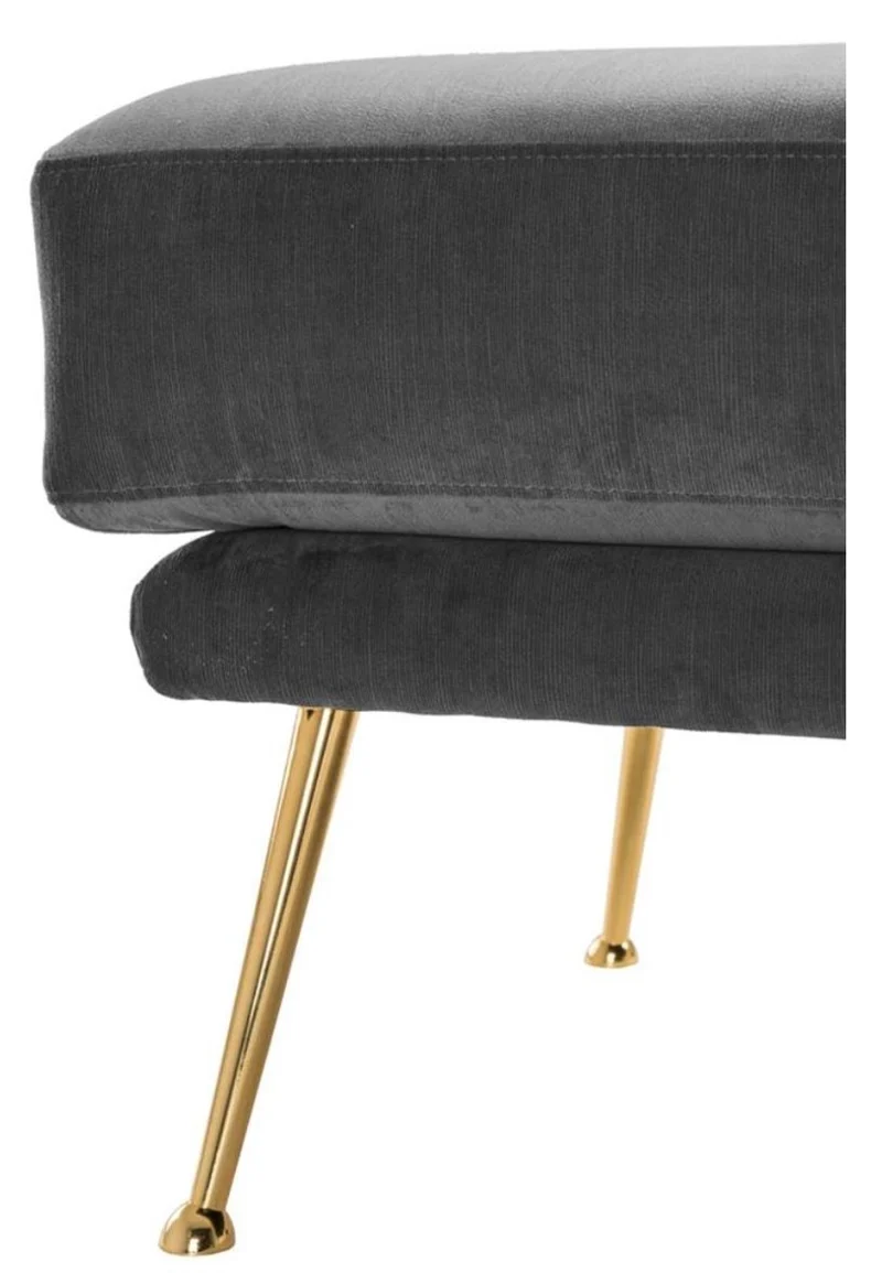 Casa Padrino Luxus Sitzbank Grau / Messingfarben 125 x 58 x H. 45 cm - Designermöbel