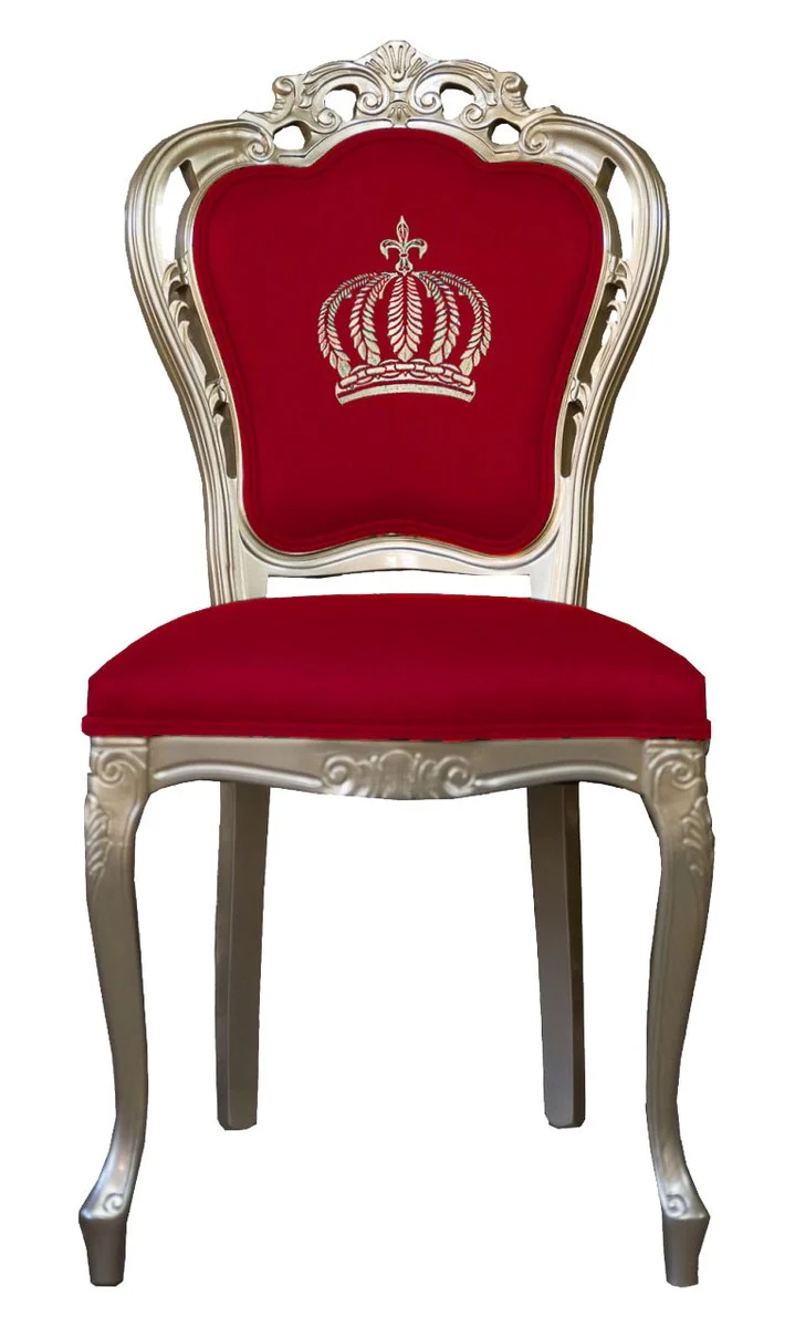 Casa Padrino Luxus Barock Esszimmerstuhl Pompöös von Harald Glööckler in Rot / Gold - 48 x 54 x 105 cm
