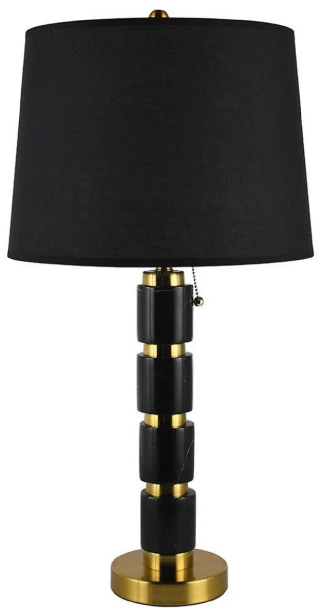 Casa Padrino Luxus Marmor Tischleuchte Schwarz / Gold H. 70 cm