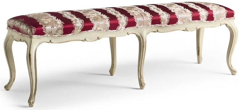 Casa Padrino Luxus Barock Sitzbank Bordeauxrot / Beige / Creme 164 cm - Barock Möbel - Made in Italy