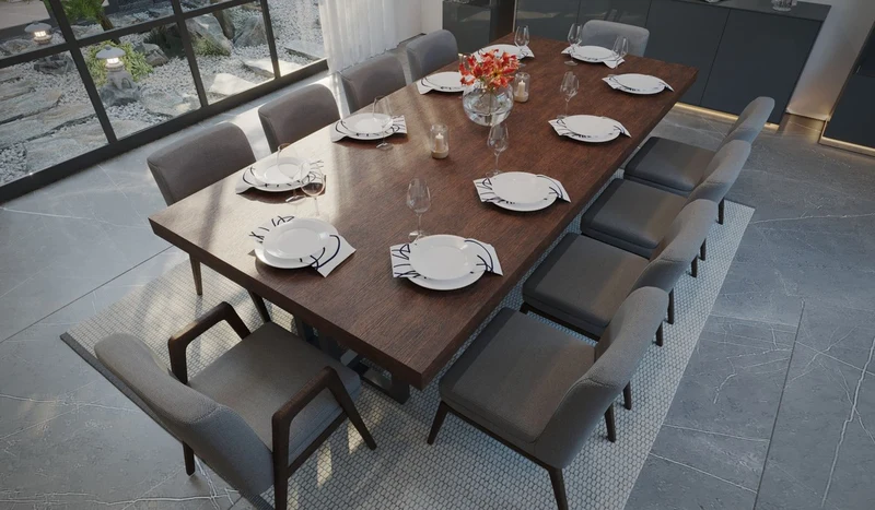 Casa Padrino Luxus Esstisch Dunkelbraun / Dunkelgrau - Verschiedene Größen - Rechteckiger Küchentisch mit Massivholz Tischplatte und Metall Beinen - Esszimmer Möbel - Küchen Möbel - Luxus Möbel
