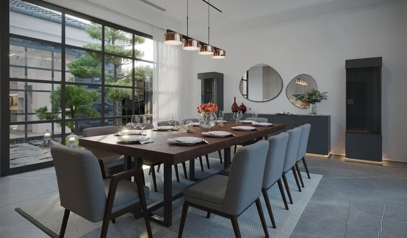 Casa Padrino Luxus Esstisch Dunkelbraun / Dunkelgrau - Verschiedene Größen - Rechteckiger Küchentisch mit Massivholz Tischplatte und Metall Beinen - Esszimmer Möbel - Küchen Möbel - Luxus Möbel